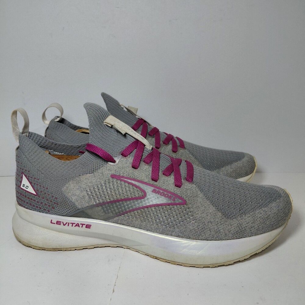 Brooks Levitate 5 Womens Size 8 Medium Running Athletic Sneakers Shoes Pink Gray